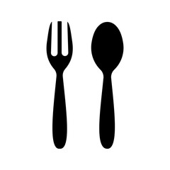 spoon and fork icon color editable on white background