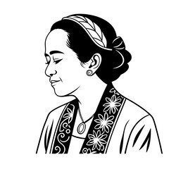 Indonesian Woman With Wearing Kebaya Illustration