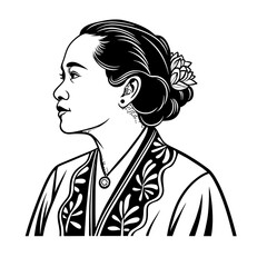 Indonesian Woman With Wearing Kebaya Illustration