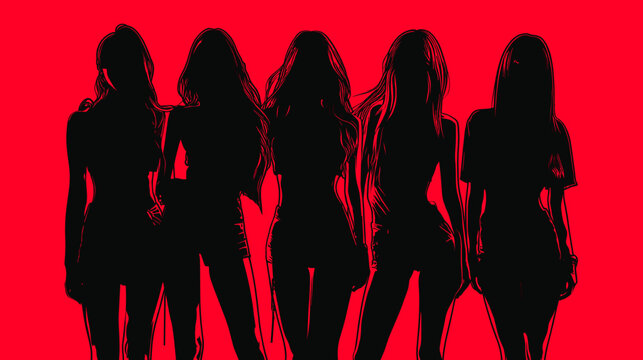 女性アイドルグループのシルエット