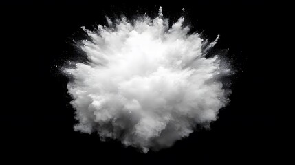 White Powder Explosion Isolated Black Background