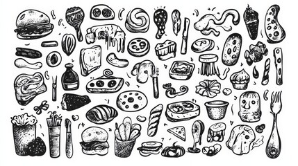 A creative hand-drawn vector doodle set with artistic sketch-style elements