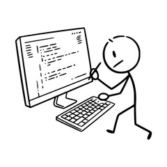 Sticky Man Writing Code