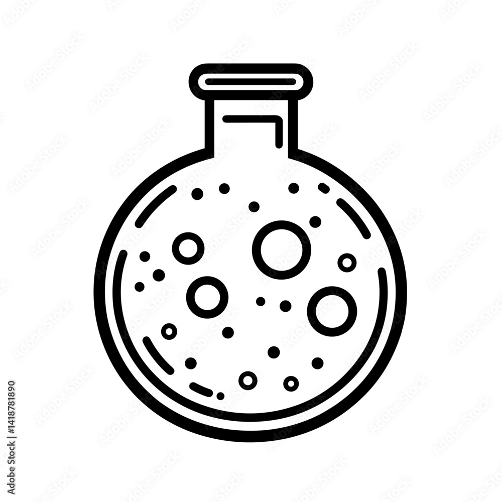 Poster simple laboratory flask icon with bubbles