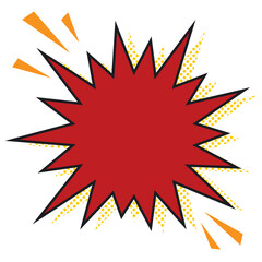 ギザギザ爆弾の丸い吹き出しフレーム/ドット・赤