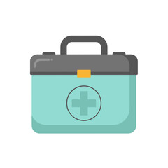 Obraz premium Medical First Aid Kit in Flat Design with Blue and Gray Colors 