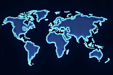 Naklejka premium AI-Powered Digital World Map Highlighting Western Europe Connectivity and Cyber Technology