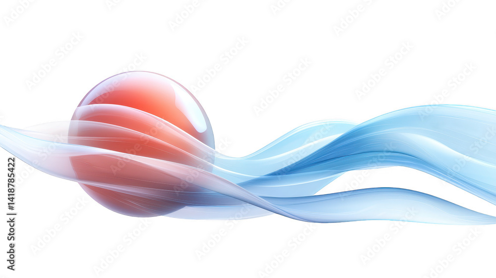 Aufkleber mesmerizing flow, a dynamic interplay of blue and red waves on dark backdrop