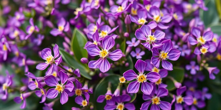 Close-up of vibrant purple Exacum affine blossoms in full bloom, blossoms, flora