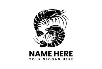 Stylized Shrimp Vector Graphic. Modern Seafood Design