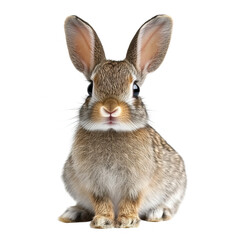Obraz premium Adorable rabbit sitting upright against a contrasting solid dark background