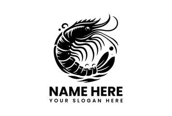 Stylized Shrimp Vector Graphic. Modern Seafood Design