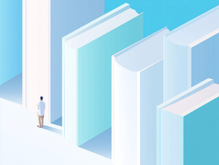 reading, book background, ponderer, studyer, scholar, business man standing in front of a maze