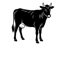 Silhouette Illustration Of Cow