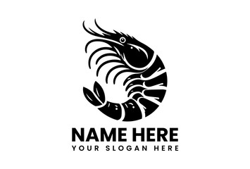 Monochrome Shrimp Illustration. Minimalist Seafood Art