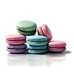 Fototapeta premium Delightful Stack of Dreamy Macarons in Pastel Hues, A Sweet Treat Illustration with Colorful Confections and Delectable Flavors on a Monochrome Scene