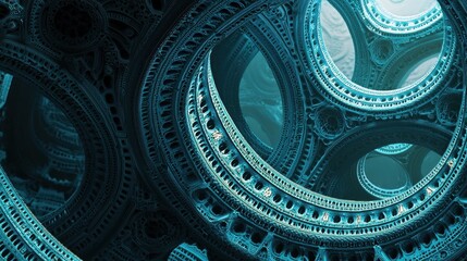Obraz premium AI Generated Nebula with Fractal Geometry in Deep Blue Tones