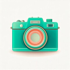 Illustration Retro Camera icon logo green color with isolated white
