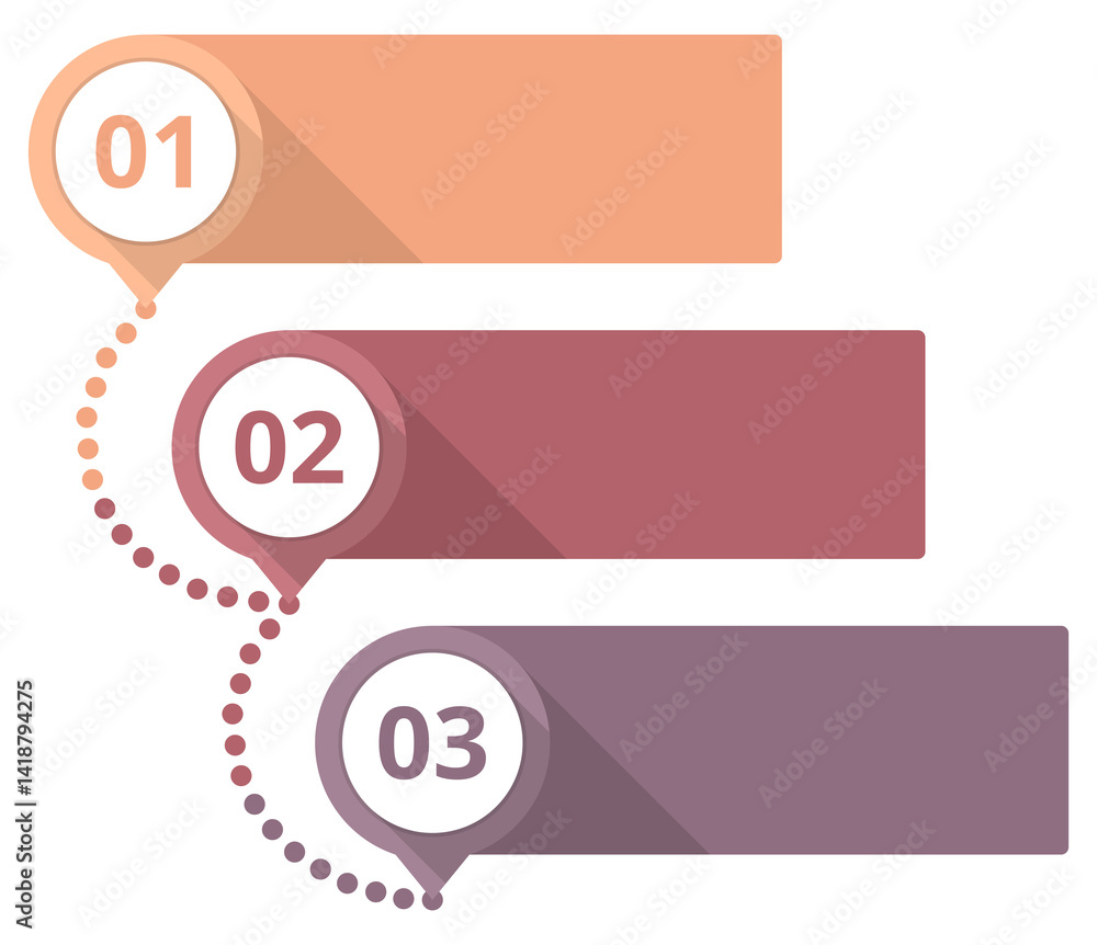 Aufkleber diagram with three steps with numbers
