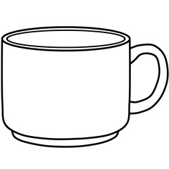 Flat Bottom Coffee Mug Outline Vector Illustration