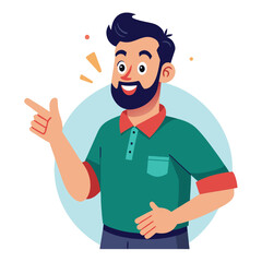 Happy man pointing into a blank copy space spot with two hands