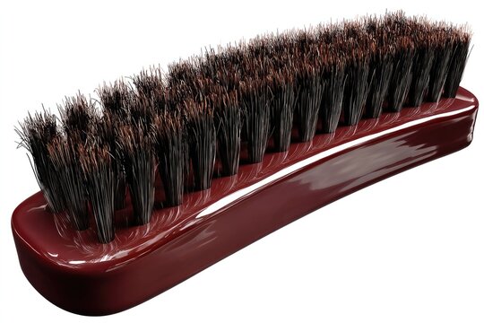 Maroon shoe brush, angled view