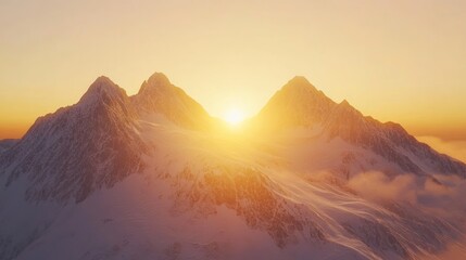 Majestic Sunset over Snow-Capped Peaks