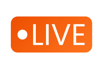 Button live streaming symbol orange design transparent template	