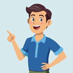 Happy man pointing into a blank copy space spot with two hands