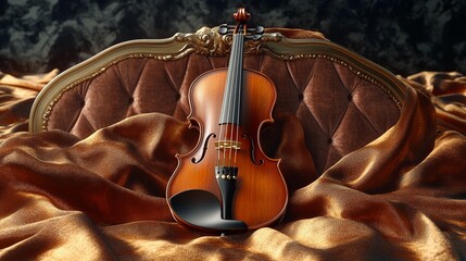 Obraz premium Violin on Luxurious Fabric