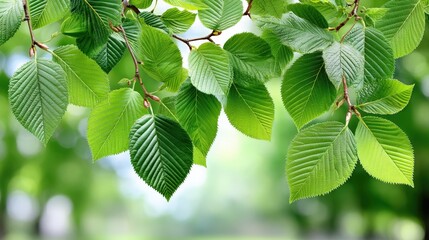Soft sunlight filters through fresh natural green leaves creating a beautiful transparent background in a serene outdoor environment scene.