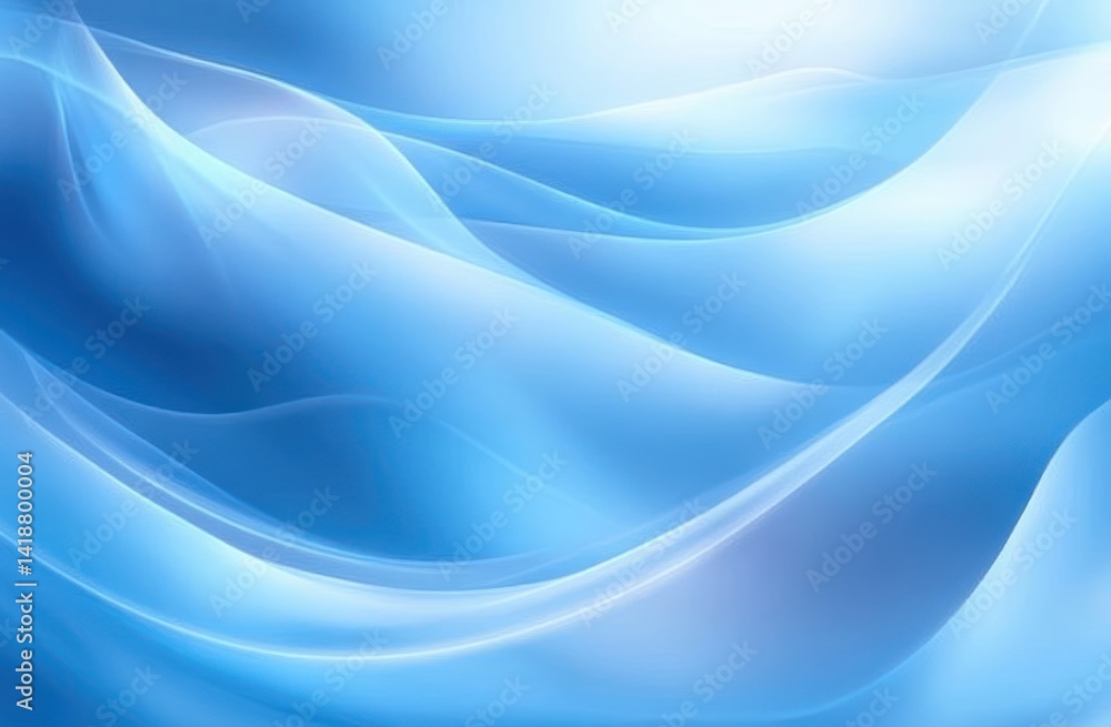 Poster soft glowing blue abstract waves with flowing curves and minimalistic design