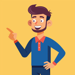 Happy man pointing into a blank copy space spot with two hands