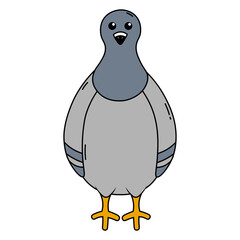 Cute Pigeon Illustration with Cartoon Design. Isolated Vector Character.