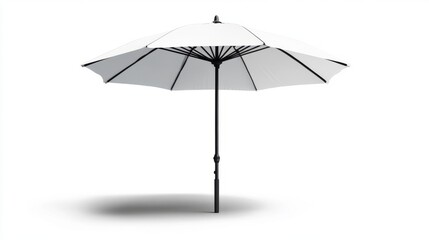 Obraz premium Full canopy umbrella PNG with drop shadow and white backdrop, offering a clean, sheltered visual experience