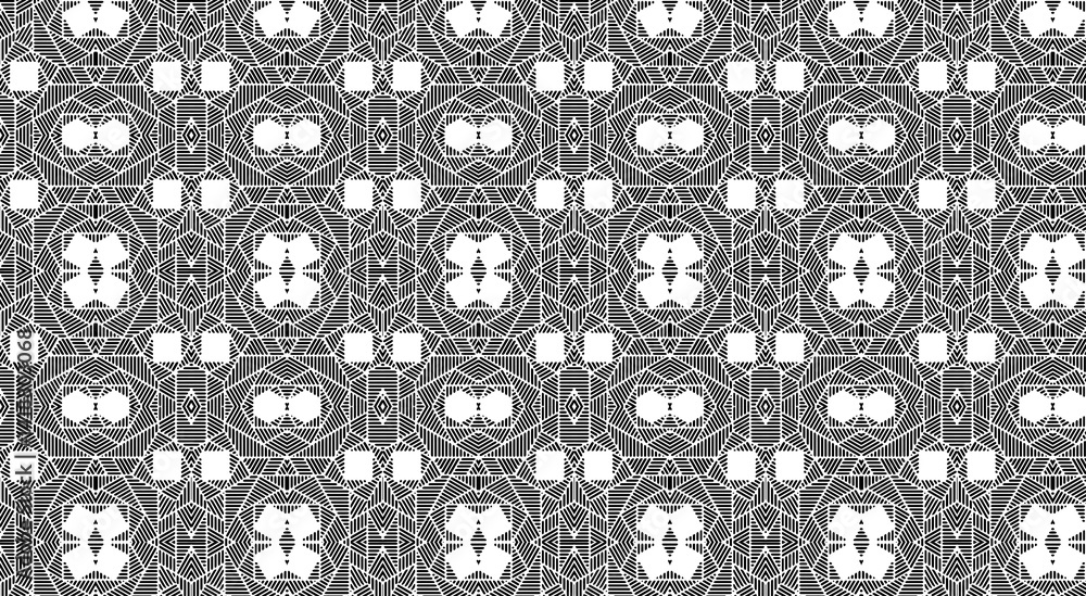 Aufkleber seamless geometric pattern forming optical illusion with squares, triangles and lines creating abstr