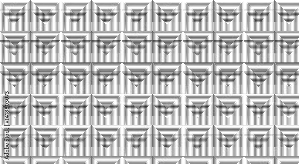 Poster seamless geometric pattern forming optical illusion with gray lines and squares, ideal for backgroun