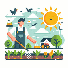 Fototapeta premium vector image of people farming