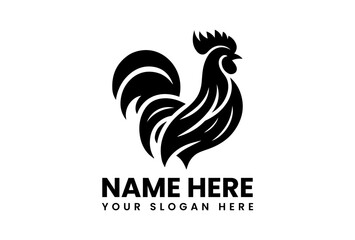 Rooster Emblem: A stylized, monochromatic rooster emblem, perfect for branding, logos, or creative design elements, symbolizing strength, vitality, and a touch of rustic charm.