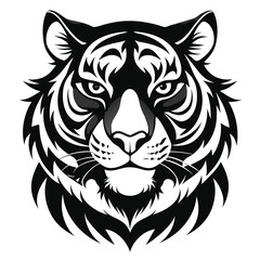 Tiger hade silhouette Black Tiger Head Silhouette – Powerful Wildlife Vector Design