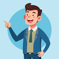 Happy man pointing into a blank copy space spot with two hands
