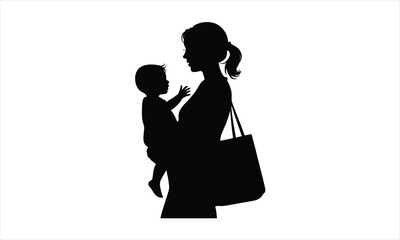 Woman Holding Baby Silhouette