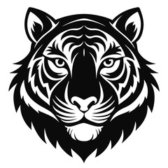 Tiger hade silhouette Black Tiger Head Silhouette – Powerful Wildlife Vector Design