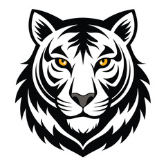 Tiger hade silhouette Black Tiger Head Silhouette – Powerful Wildlife Vector Design