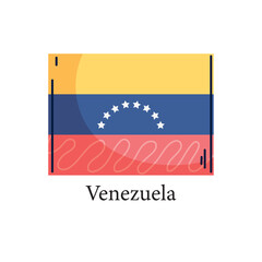 Vector Illustration of the National Flag of Venezuela, Featuring Three Horizontal Bands of Yellow, Blue, and Red with Eight White Stars Arced in the Center of the Blue Band, Isolated on a White Backgr
