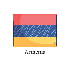 Vector Illustration of the National Flag of Armenia, Featuring Three Horizontal Bands of Red, Blue, and Orange, Isolated on a White Background.