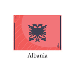 Vector Illustration of the National Flag of Albania, Featuring a Red Field with a Black Double-Headed Eagle Centered, Isolated on a White Background.