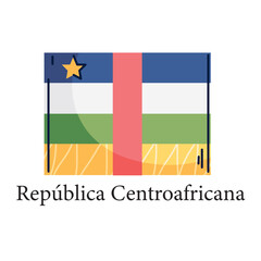 Vector Illustration of the National Flag of the Central African Republic Featuring Multicolored Horizontal Stripes, a Vertical Red Stripe, and a Yellow Star