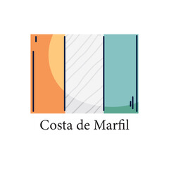 Vector illustration of the national flag of Ivory Coast (Côte d'Ivoire) with country name on white background