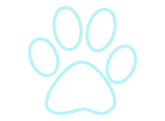 Obraz premium flowing neon marker pen blue dog paw print shape isolated on transparent background, abstract felt-tip pen dog paw print with copy space for your text, PNG file